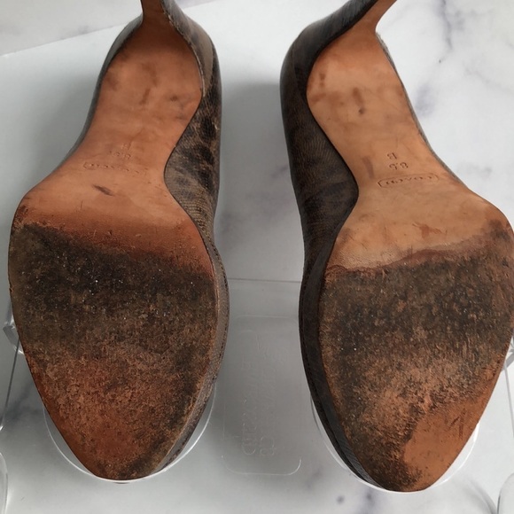 Coach Snakeskin Platform High Heel Pumps Brown Size 8.5B - Picture 15 of 16